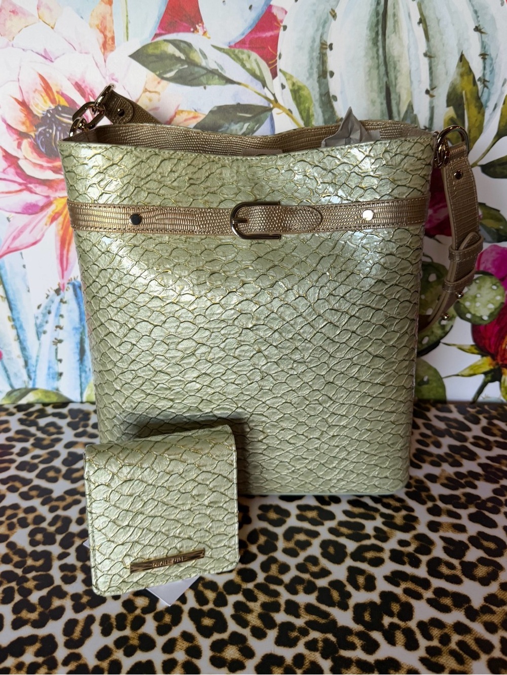 BRAHMIN CELINA MINT NOVELLA BAG WITH MATCHING JANE WALLET NWT GREEN SET
